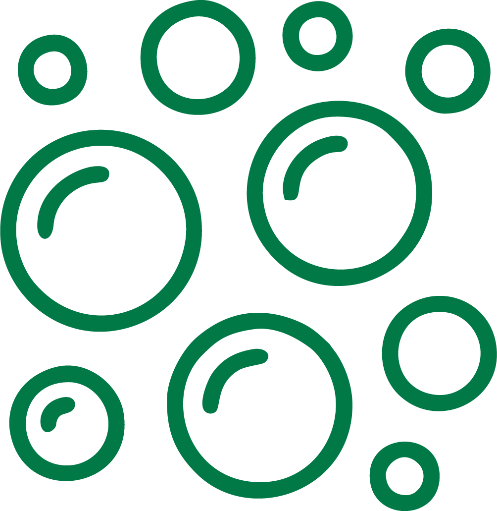 Upholstery cleaning icon showing several green bubbles