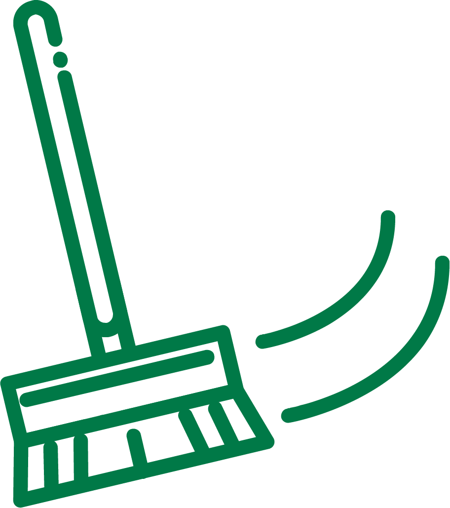 Terracotta floor cleaning icon showing a sweeping broom