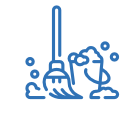 blue soapy broom and bucket icon