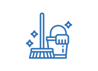 blue bucket and mop icon