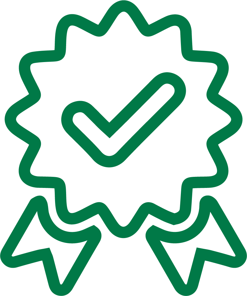 green icon of a quality ribbon