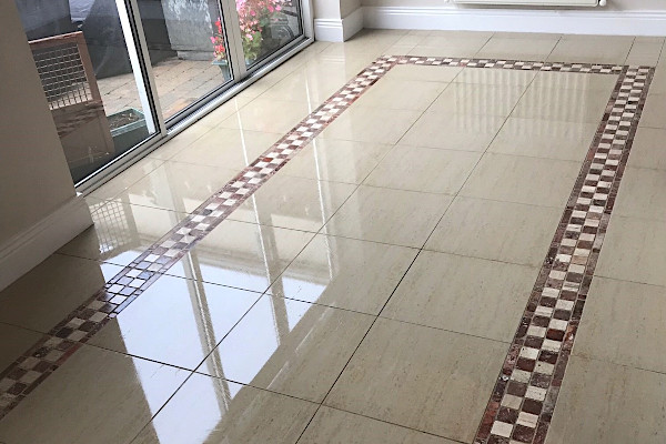 a shiny tiled floor