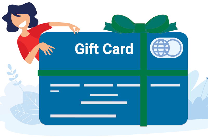 infographic with cartoon women holding a cleaning gift card